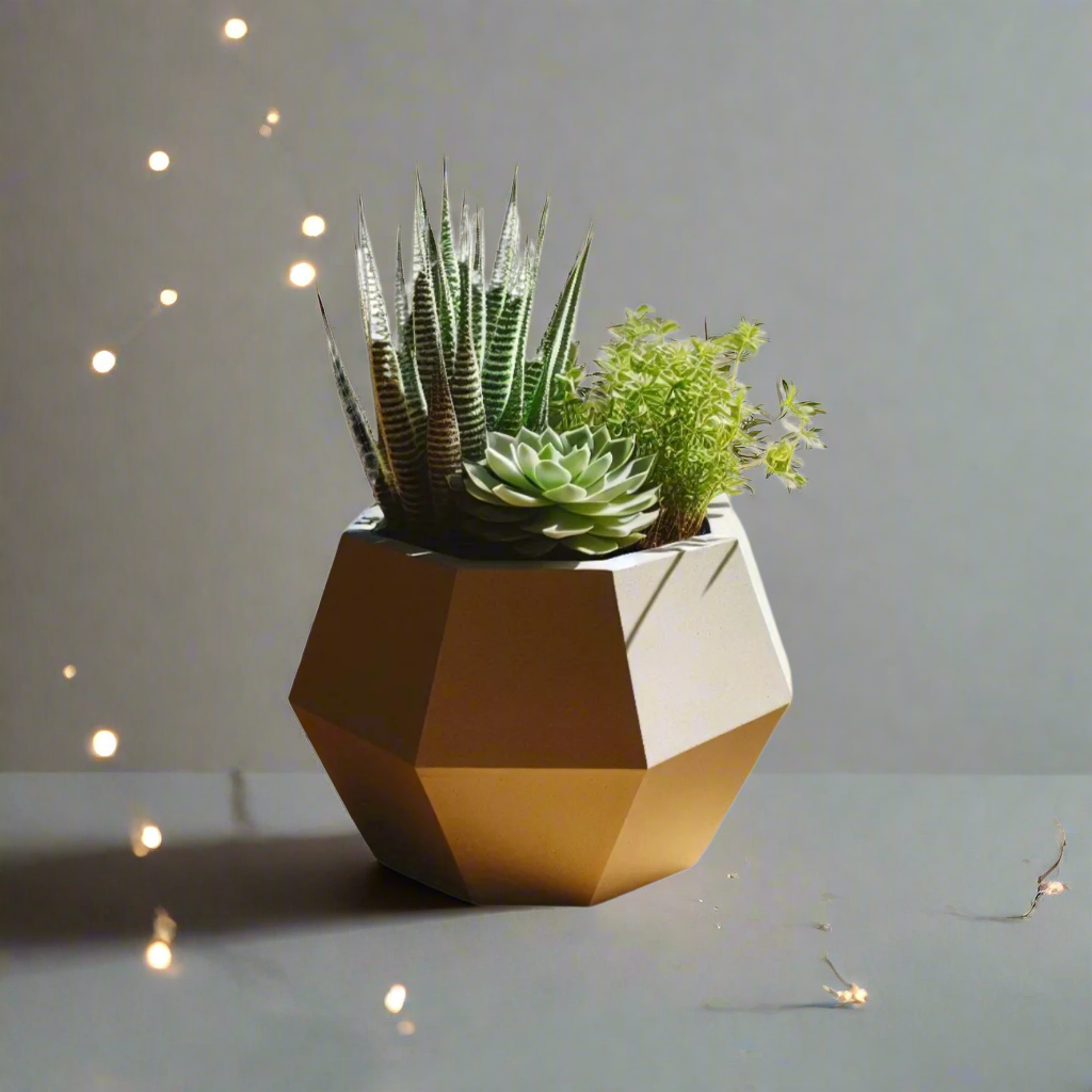 Geometric Succulent Planter, Modern Home Decor | Customizable | 50+ Colors | 3D Printed