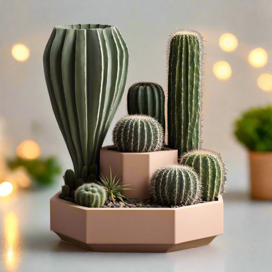 🌿 Octagonal Double-Decker Planter – Two-Tier Geometric Display 3D Printed In Multiple Color Options