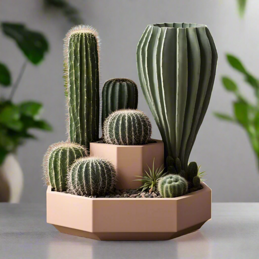 🌿 Octagonal Double-Decker Planter – Two-Tier Geometric Display 3D Printed In Multiple Color Options