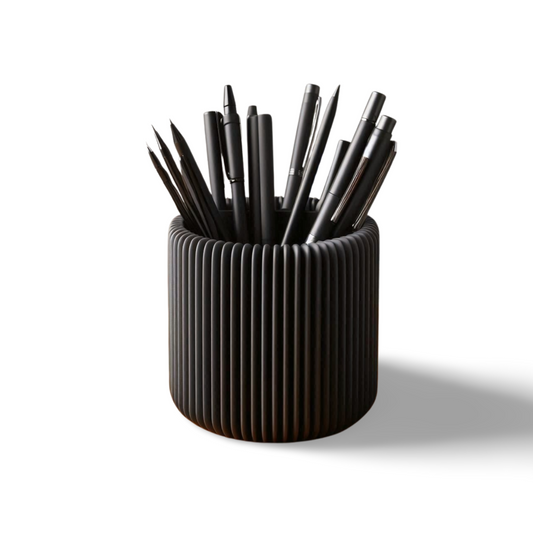 Medium Modern Ribbed Pencil Holder | Customizable | 50+ Colors | 3D Printed