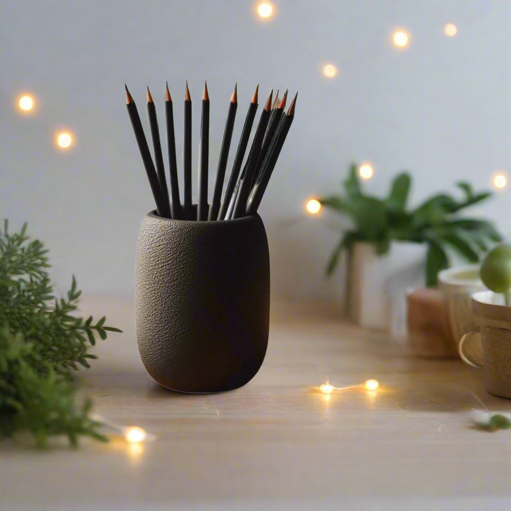 🖊️ Round Textured Pencil Holder – Add Elegance & Function to Your Desk  3D Printed In Multiple Color Options✏️✨