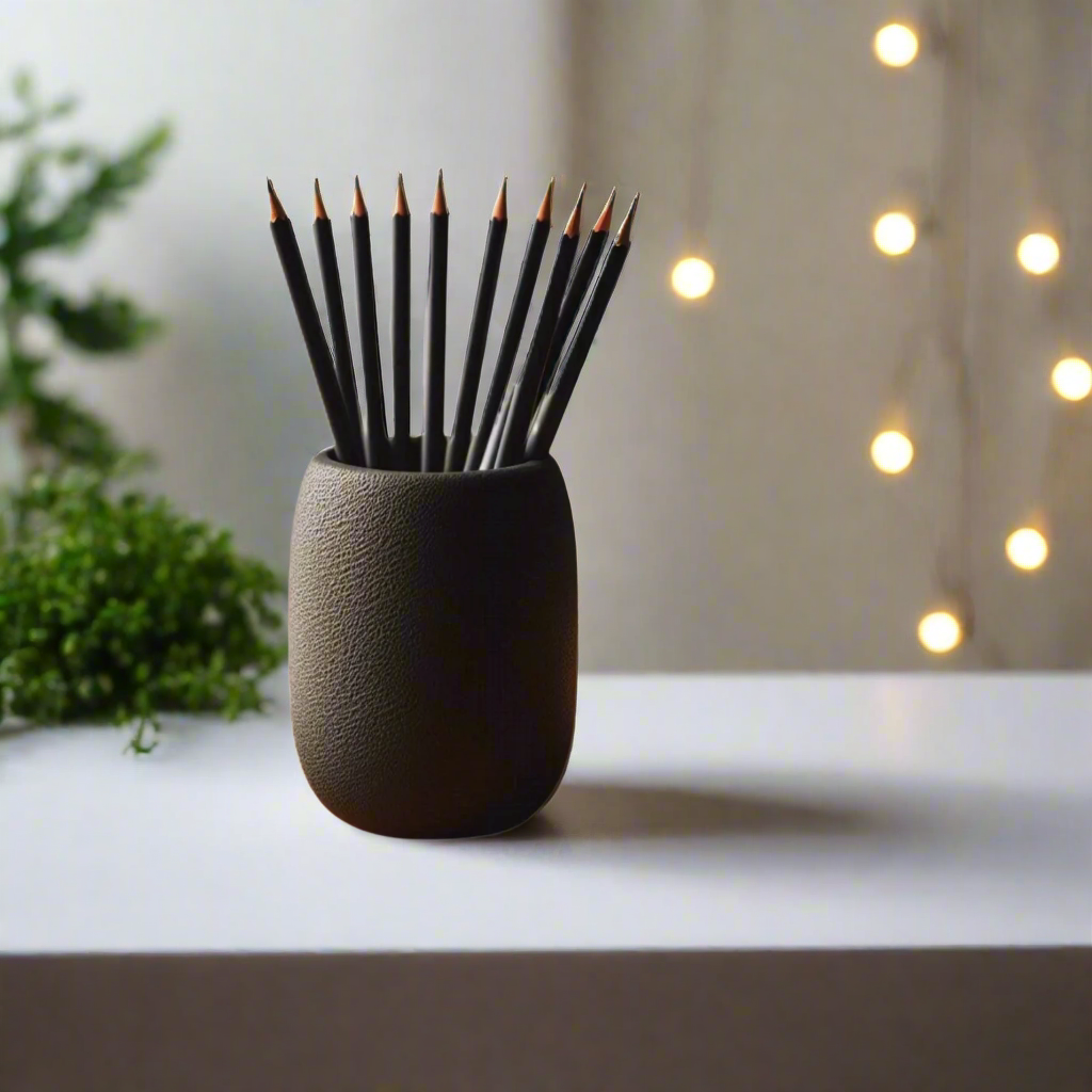 🖊️ Round Textured Pencil Holder – Add Elegance & Function to Your Desk  3D Printed In Multiple Color Options✏️✨