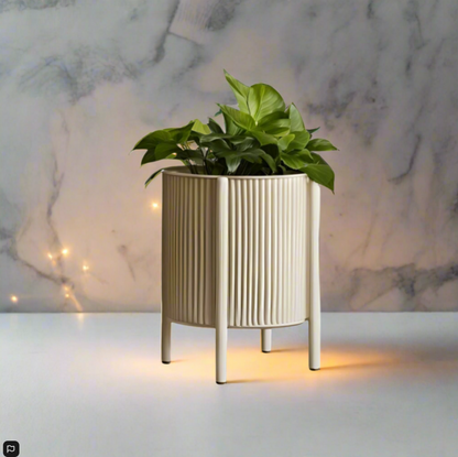 🌿 Ribbed Planter – Mid-Century Modern Elegance for Your Plants | 10" Decorative Pot | Customizable | 50+ Colors | 3D Printed