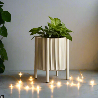 🌿 Ribbed Planter – Mid-Century Modern Elegance for Your Plants | 10" Decorative Pot | Customizable | 50+ Colors | 3D Printed