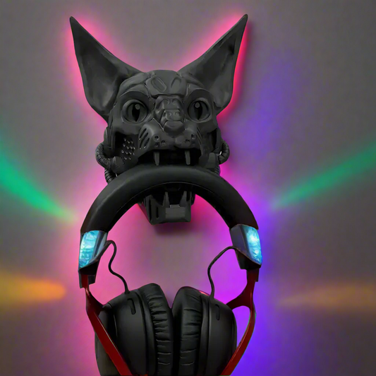 😼 Cyber Cat Headphone Holder – Futuristic & Functional Accessory 🎧 | 50+ Colors | 3D Printed