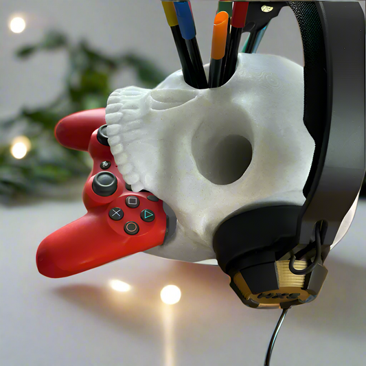 💀 Skull Multi-Holder – Bold Organizer for Controllers, Headphones & More  3D Printed In Multiple Color Options🎮🎧🖊️