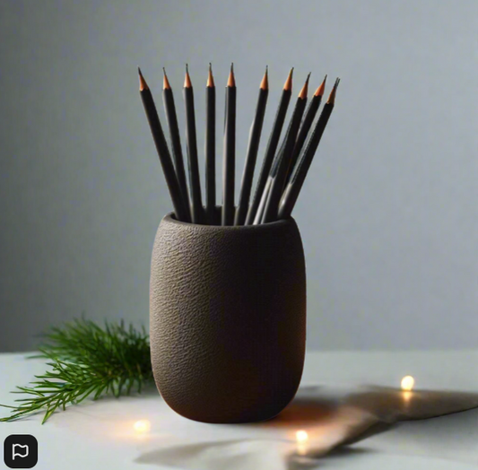 🖊️ Round Textured Pencil Holder – Add Elegance & Function to Your Desk  3D Printed In Multiple Color Options✏️✨