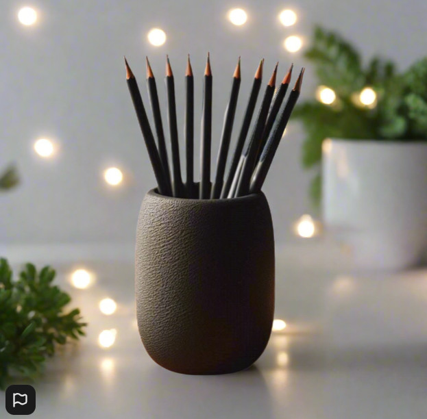 🖊️ Round Textured Pencil Holder – Add Elegance & Function to Your Desk  3D Printed In Multiple Color Options✏️✨