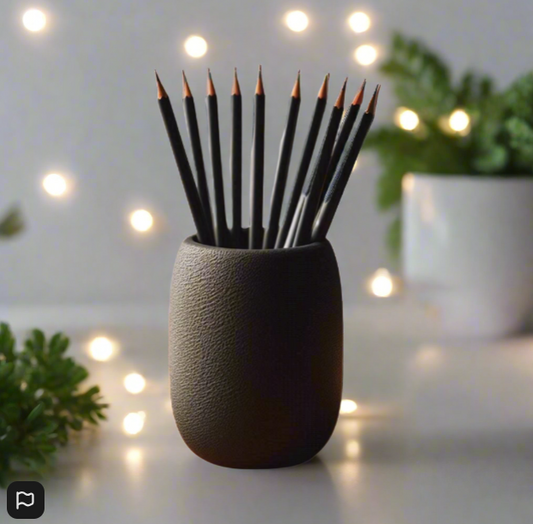 🖊️ Round Textured Pencil Holder – Add Elegance & Function to Your Desk  3D Printed In Multiple Color Options✏️✨