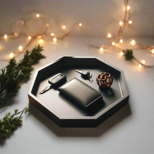 🔑Octagonal Remote Holder Tray – Geometric Organizer for Modern Living 3D Printed In Multiple Color Options 🔑🪙