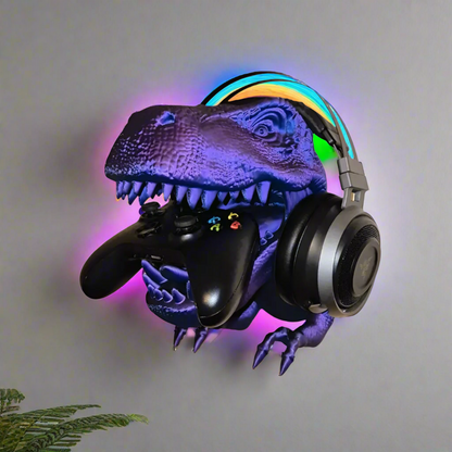 🦖 T-Rex Dinosaur Head Wall Mount Hanger – Fierce & Functional Decor 🎮🎧 | 50+ Colors | 3D Printed