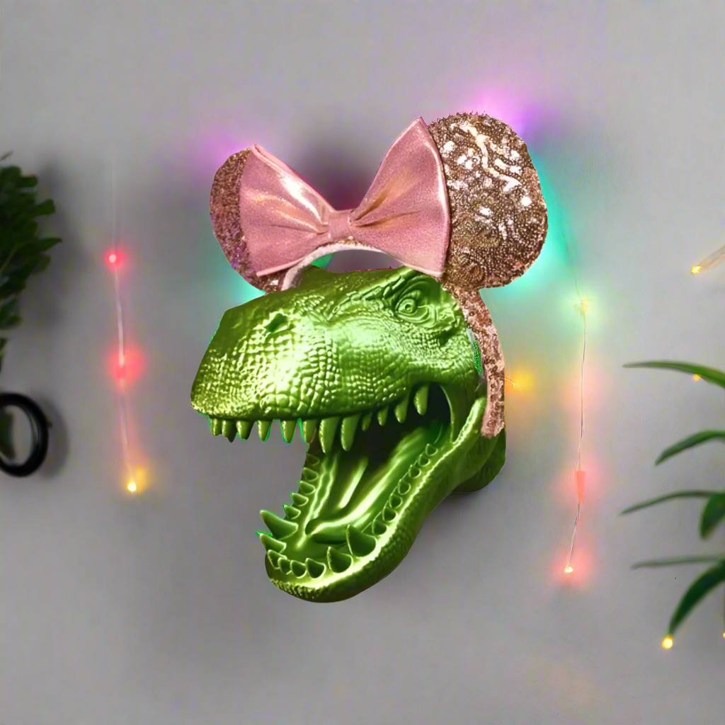 🦖 T-Rex Dinosaur Head Wall Mount Hanger – Fierce & Functional Decor 🎮🎧 | 50+ Colors | 3D Printed