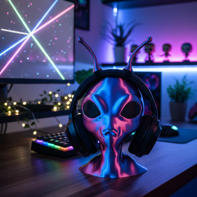 Alien Headphone Stand | Gaming Gear & Desk Decor | 3D Printed In Multiple Color Options