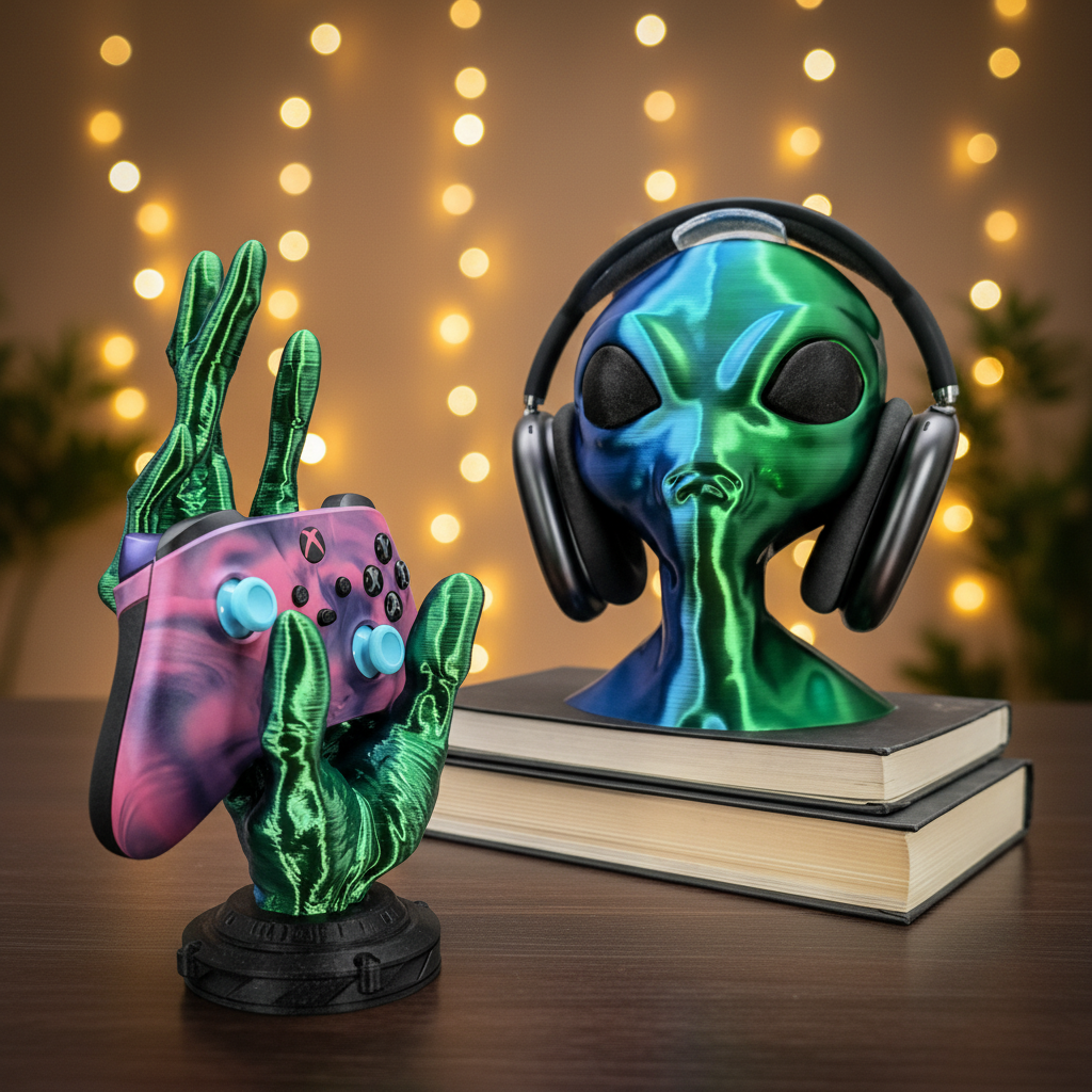 Alien Headphone Stand | Gaming Gear & Desk Decor | 3D Printed In Multiple Color Options