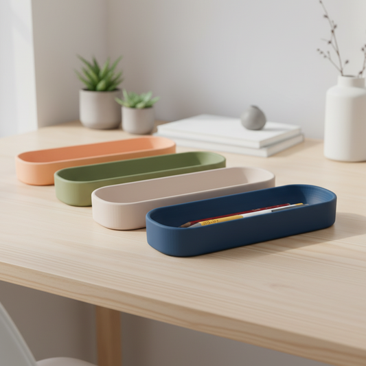 🖊️ Conquer Desk Clutter! Stylish Minimalist Pen Tray | 3D Printed In Multiple Color Options