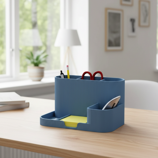 ✨ Tidy Desk, Tidy Mind! Modern Ribbed Desk Organizer | 3D Printed In Multiple Color Options