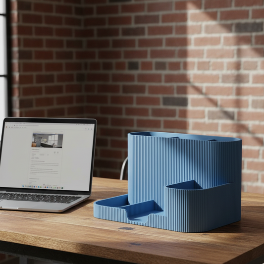 ✨ Tidy Desk, Tidy Mind! Modern Ribbed Desk Organizer | 3D Printed In Multiple Color Options