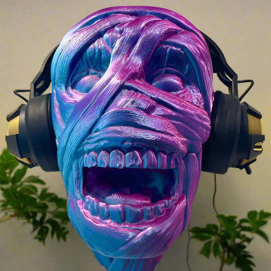 🧟‍♂️ Summon the Creepy Cool – Mummy Head Wall-Mounted Headphones Holder Fierce & Functional Decor  3D Printed In Multiple Color Options🎧