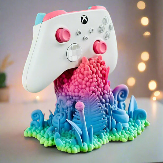 🌿 WHIMSICAL NATURE GROWTH CONTROLLER STAND –Enchanted Organizer | Universal Fit | Playful Eco-Design 3D Printed In Multiple Color Options🎮🍄