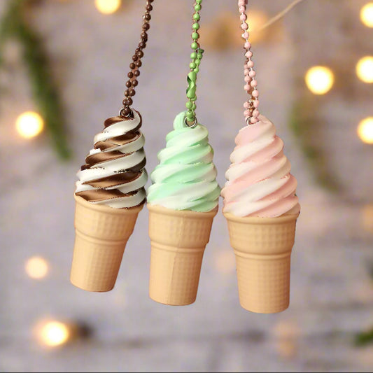 🍦 Eco-Friendly Ice Cream Cone Keychain – Sweet Style, Sustainable Soul 3D printed In Multiple Color Options🍧