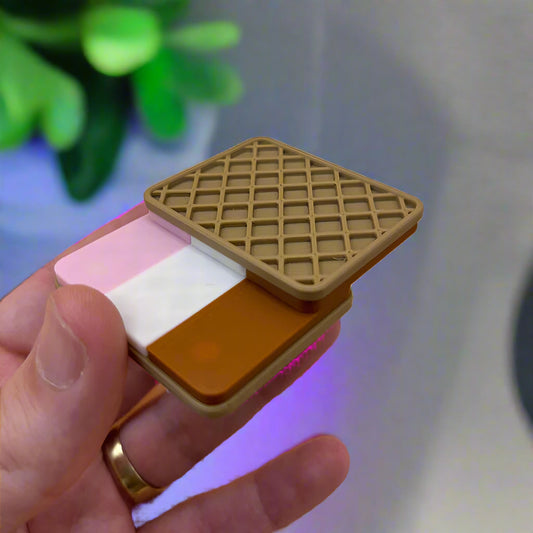 🍦 Neapolitan Ice Cream Sandwich Fidget Slider – Sweet Stress Relief in Your Pocket 3D printed In Multiple Color Options🎀✨