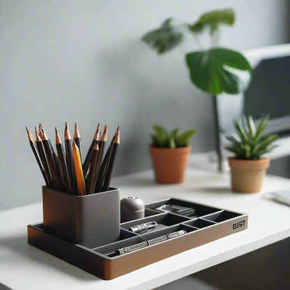 Modern Design Office Organizer Tray & Pencil Cup | 3D Printed | Customizable | 50+ Colors